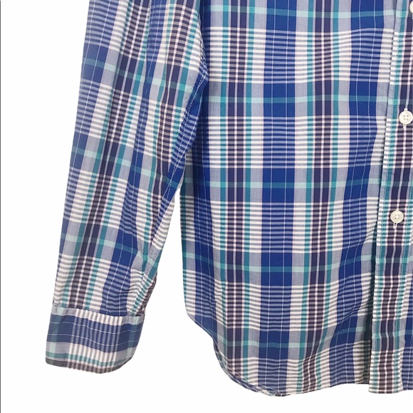 J Crew Blue Plaid Button Down Shirt Cotton Medium - Picture 4 of 6